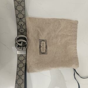 Gucci Monogram Belt with Silver Buckle